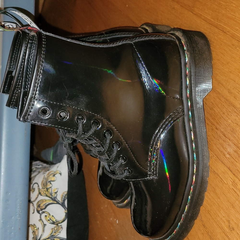 ULTRA RARE Rainbow Holographic Patent Leather Doc Marten boot